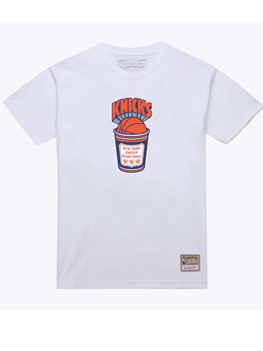 New York Knicks White Hardwood Classics Coffee T-Shirt